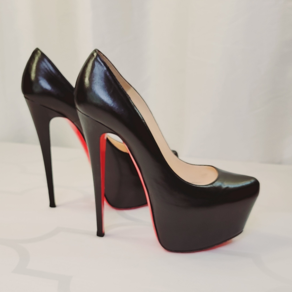 Christian Louboutin Black Leather Platform Pumps - Picture 6 of 16